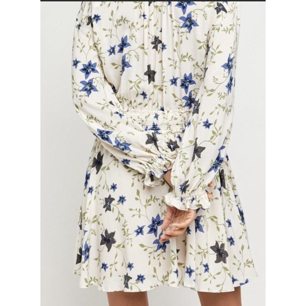 Free‎ People Floral Mini Dress Long Sleeve Button Down Flowy Boho Small - Picture 5 of 7